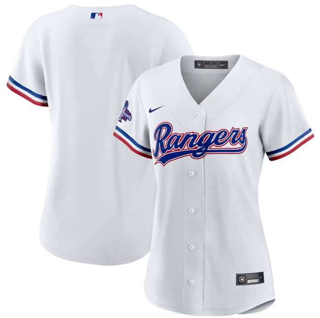 Women%27s Texas Rangers Blank White 2023 World Series Champions Stitched Jersey(Run Small) Dzhi->mlb womens jerseys->MLB Jersey